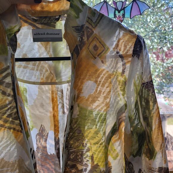 Alfred Dunner Jacket Womens Size 6 Petite Lightweight Abstract Zip Up 3/4 Sleeve - Picture 5 of 12